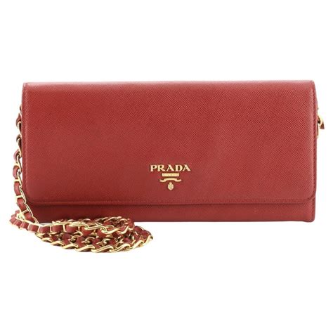 prada leather wallet on chain